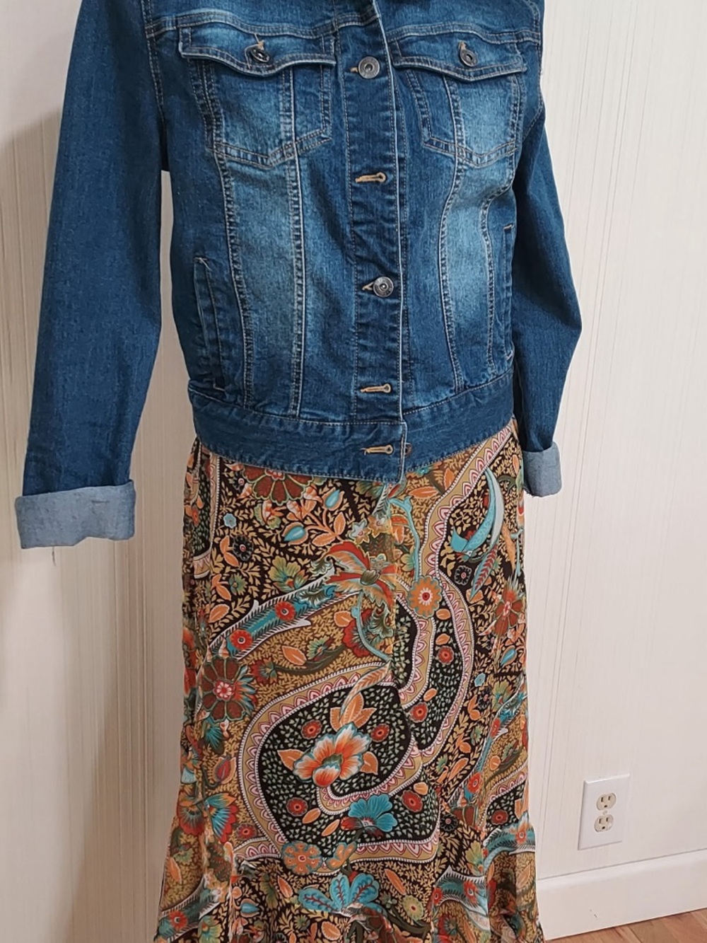 Studio 1940 Floral Boho Maxi Skirt in Brown and Mustard